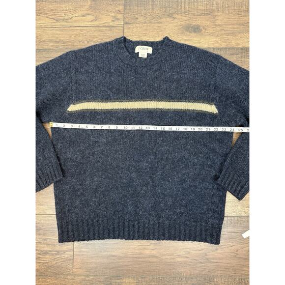 J. Crew 100% Shetland Wool Sweater Striped Pullover Crew Neck Blue Men’s Sz L - Picture 4 of 7